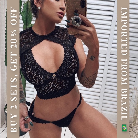 Top Cropped bra & panty set * blouse - Picture 2 of 15